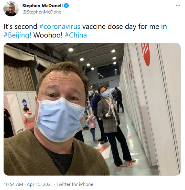BBC记者晒打中国疫苗照片